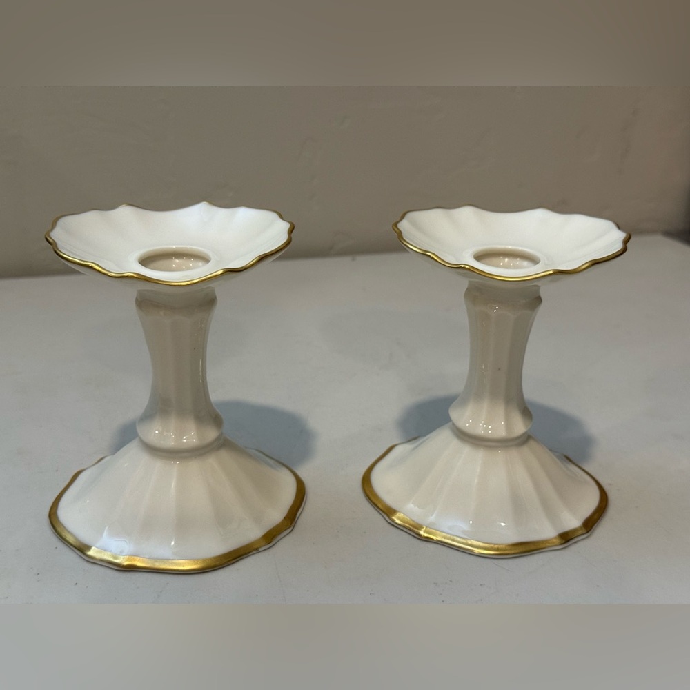 Vintage Lenox 24K Gold Trimmed Symphony Candlestick‎ Holders Set Of 2